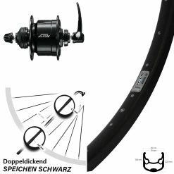 26 Zoll Ryde Andra 30 Vorderrad Schwarz Mit Shimano Alfine Nabendynamo