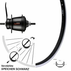 26 Zoll Ryde Andra 40 Hinterrad Schwarz Mit Nexus 7-Gang SG-C3001 Rücktritt
