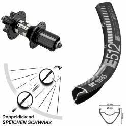 Dt-swiss 27,5 Zoll DT Swiss E 512 Disc Hinterrad Schwarz Mit DT Nabe 350 6-Loch
