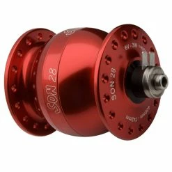 Son 28 Nabendynamo Felgenbremse Hohlachse Rot Eloxiert