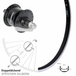 Fahrrad Vorderrad 28 Zoll Ryde Andra 40 Schwarz Shimano DH3N72 Dynamo