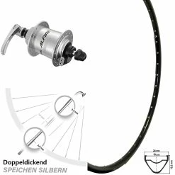 Mach1 28 Zoll Nabendynamo Vorderrad Mach 1 ER 20 Shimano DH-S701 Centerlock