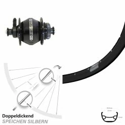 Shutter PL8 Nabendynamo Ryde Rival 21 Scheibenbrems- Fahrrad-Laufrad 28 Zoll