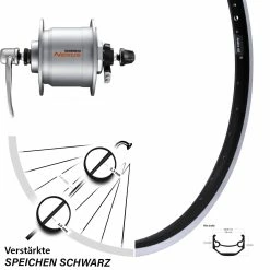 28 Zoll Vorderrad Shimano Nabendynamo DHC3000 Ryde Andra 40