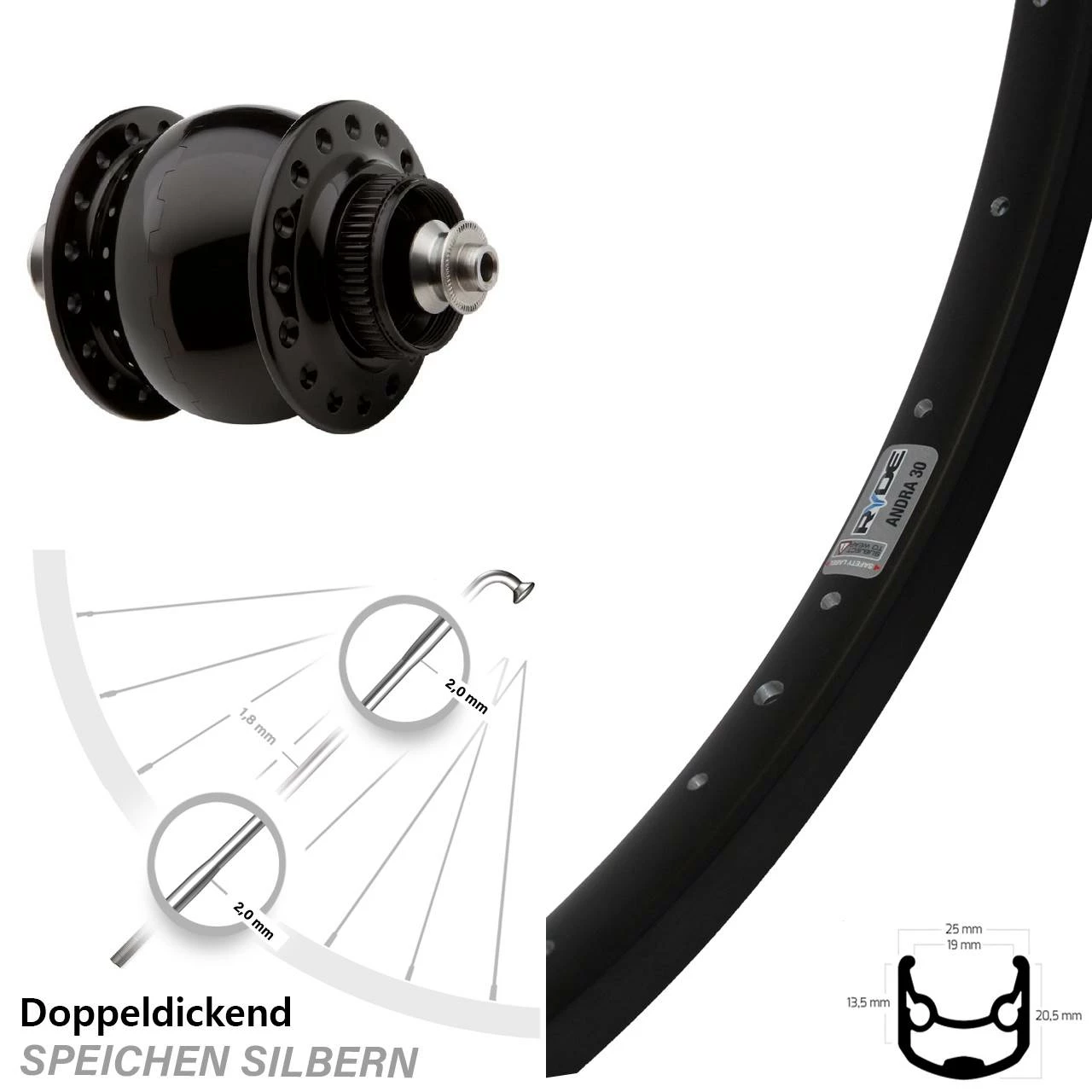 Son 28 Centerlock Nabendynamo Vorderrad Ryde Andra 30 28 Zoll