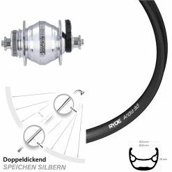 Vorderrad Fahrrad 28-29 Zoll Ryde Andra 321 Shutter PL8 Nabendynamo Centerlock