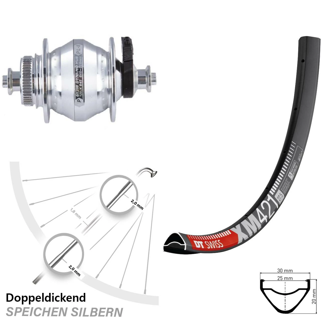 Dt-swiss Laufrad 29 Zoll DT Swiss XM 421 Schwarz Shutter PL-8 Centerlock Silber