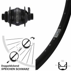Fahrrad Vorderrad 26 Zoll Ryde Andra 30 DB Schwarz Shutter PL8X Nabendynamo Centerlock