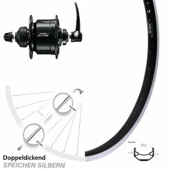 Shimano Alfine Nabendynamo Ryde Andra 40 Scheibenbrems- Vorderrad 28 Zoll Schwarz