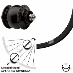 Son Delux Schwarz Centerlock Ryde Rival 19 Scheibenbrems-Vorderrad 27,5 Zoll
