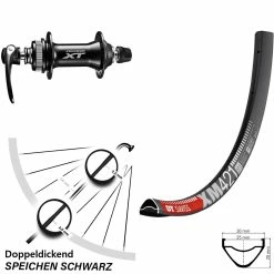 Dt-swiss Schwarzes 27,5 Zoll Vorderrad DT Swiss XM 421 Mit Shimano XT HB-M8000