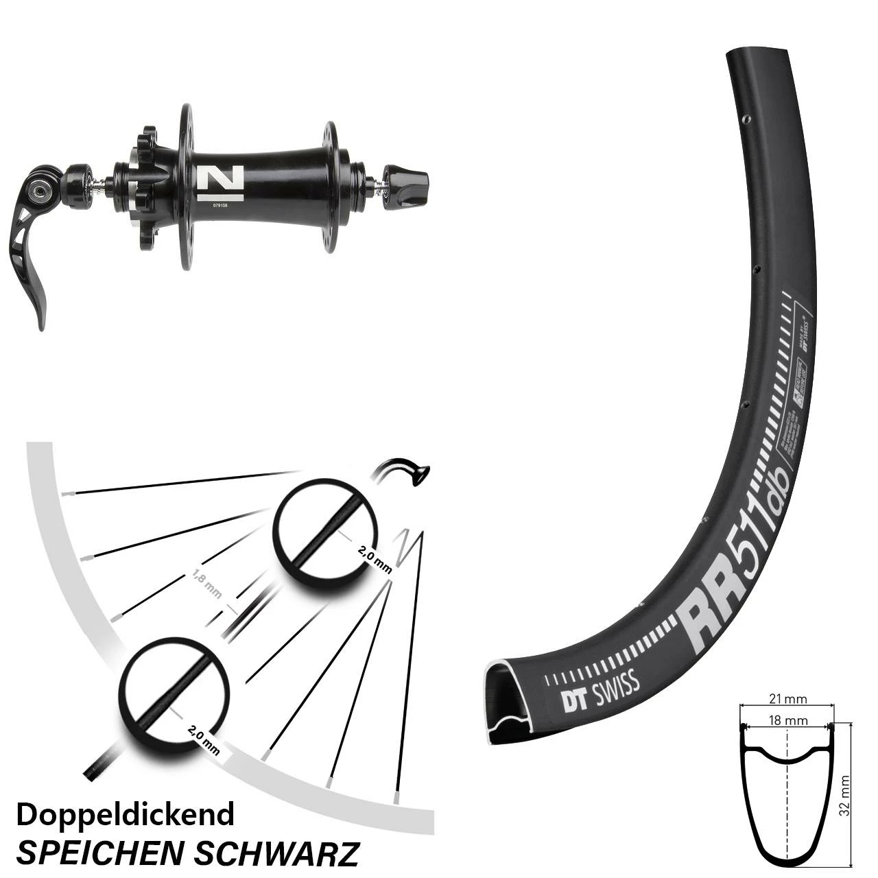 Dt-swiss 28 Zoll DT Swiss RR 511 DB Novatec D791SB Vorderrad