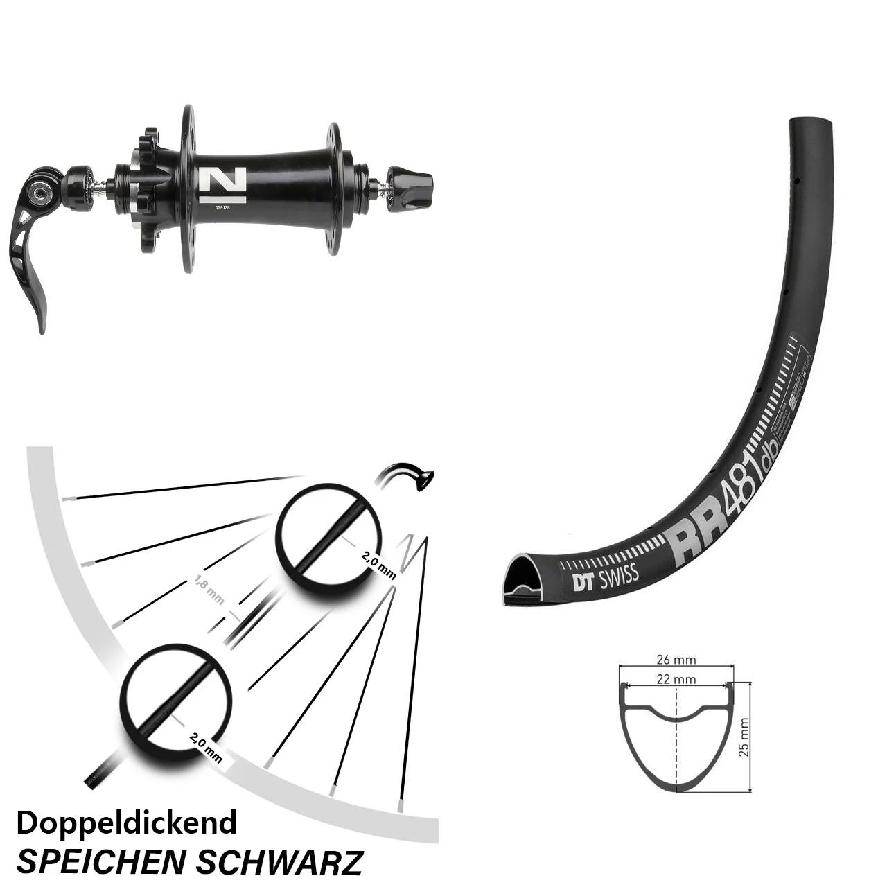 Dt-swiss 28 Zoll Vorderrad DT Swiss RR 481 DB Mit Novatec D791SB Nabe