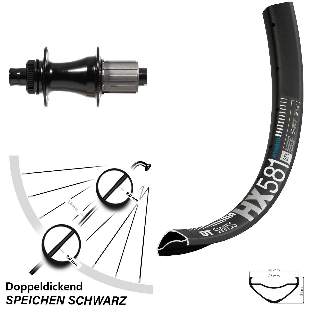 Dt-swiss 27,5 Zoll Hinterrad Formula CL-142S DT Swiss HX 581 Für Scheibenbremse