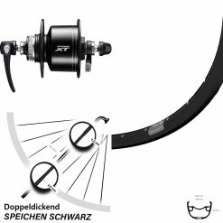 Laufrad 27,5 Zoll Ryde Rival 23 Disc Schwarz Shimano Deore XT DH-T8000-3D