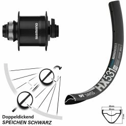 Dt-swiss Shimano DH-UR708 Nabendynamo DT Swiss HX 531 Scheibenbrems-Vorderrad 27,5 Zoll