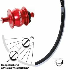 28 Zoll Nabendynamo Vorderrad Ryde ZAC 421 Shutter Precision PV-8 Rot