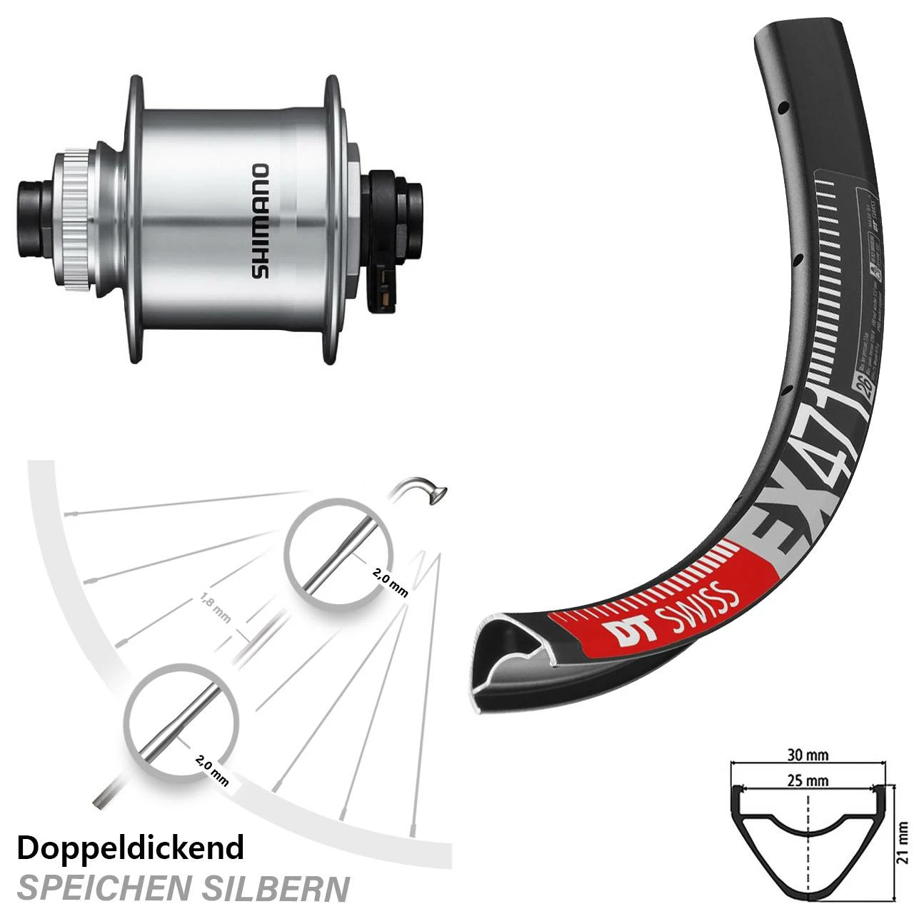 Dt-swiss MTB Vorderrad 27,5 Zoll DT Swiss EX 471 Schwarz Shimano DH-UR708 Für Scheibenbremse