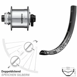 Dt-swiss Nabendynamo Vorderrad Shimano DH-UR708-3D DT Swiss M 502 27,5 Zoll Für Scheibenbremse