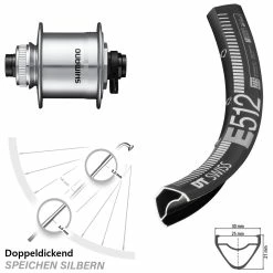 Dt-swiss Shimano DH-UR708 DT Swiss E 512 Scheibenbrems-Vorderrad 29 Zoll
