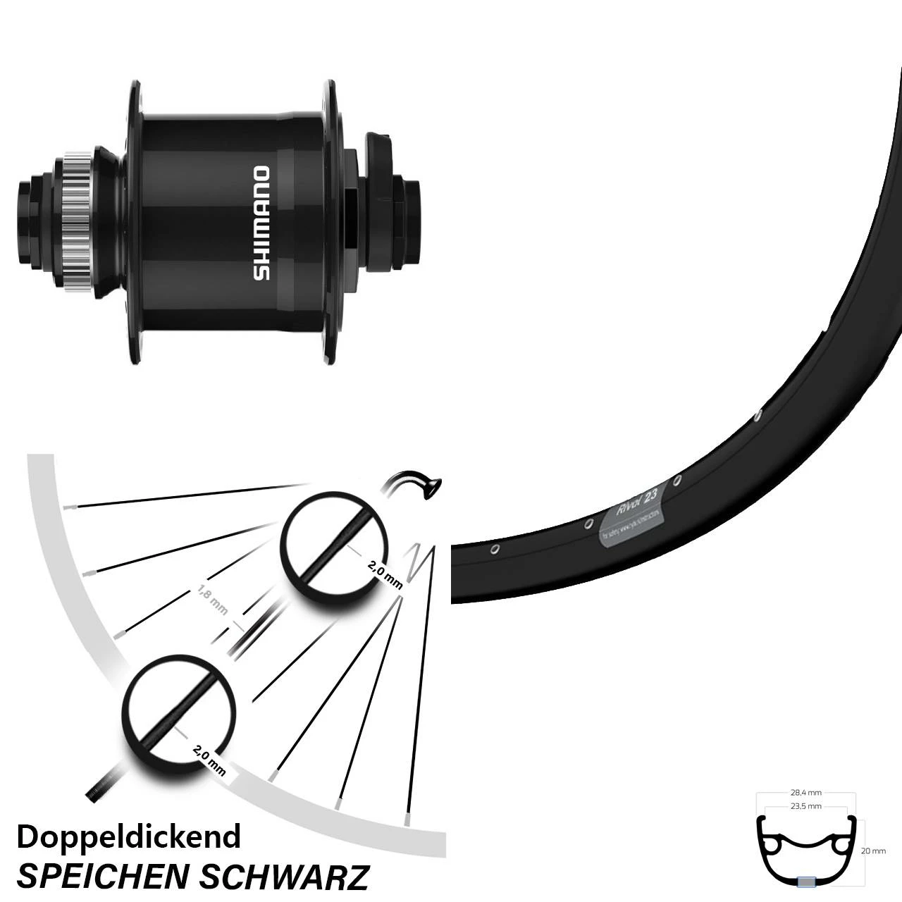 Shimano DH-UR708 Ryde Rival 23 Scheibenbrems- Fahrrad-Laufrad 28-29 Zoll
