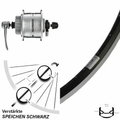 27,5 Zoll Shimano Nabendynamo DH-3D32-QR Disc 6-Loch Hohlachse Silbern Ryde Andra 35