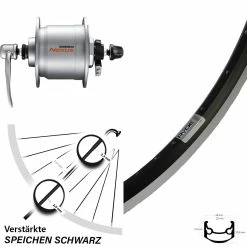 27,5 ZollRyde Andra 35 Nabendynamo Shimano Nexus DH-C3000-3N-QR Silbern Hohlachse