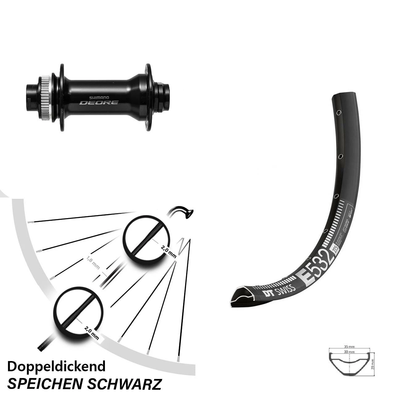 Dt-swiss Deore HB-M6010 DT Swiss E 532 Vorderrad 27,5 Zoll