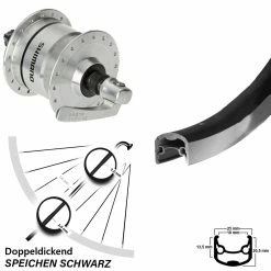 Vorderrad Fahrrad 26 Zoll Ryde Andra 30 Schwarz Shimano DH3N72 Nabendynamo