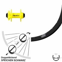 27,5 Zoll Vorderrad XLC Evo Gelb Steckachse Mit Ryde Rival 19