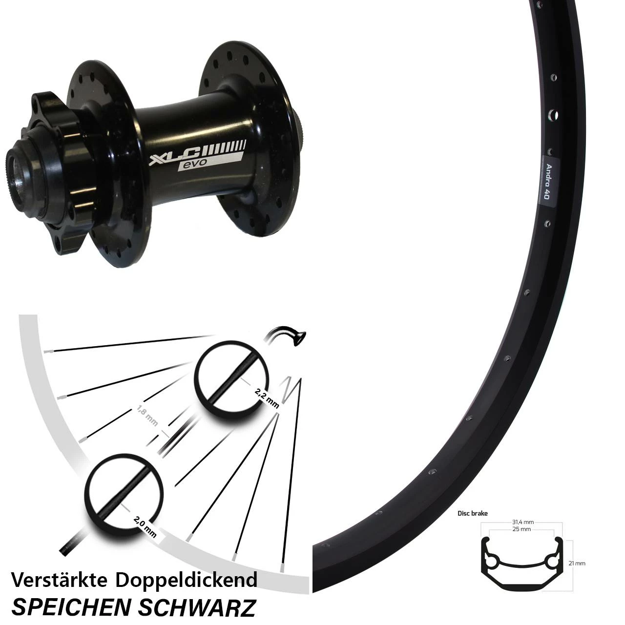 27,5 Zoll Vorderrad Ryde Andra 40 XLC Evo 15x100 Mm