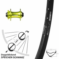 Vorderrad 29 Zoll Ryde Edge M30 Mit Nabe XLC Evo Grün Steckachse