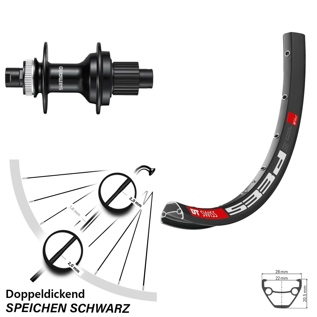 Dt-swiss 26 Zoll Hinterrad DT Swiss 533 D Mit Shimano FH-MT510 Nabe Microspline