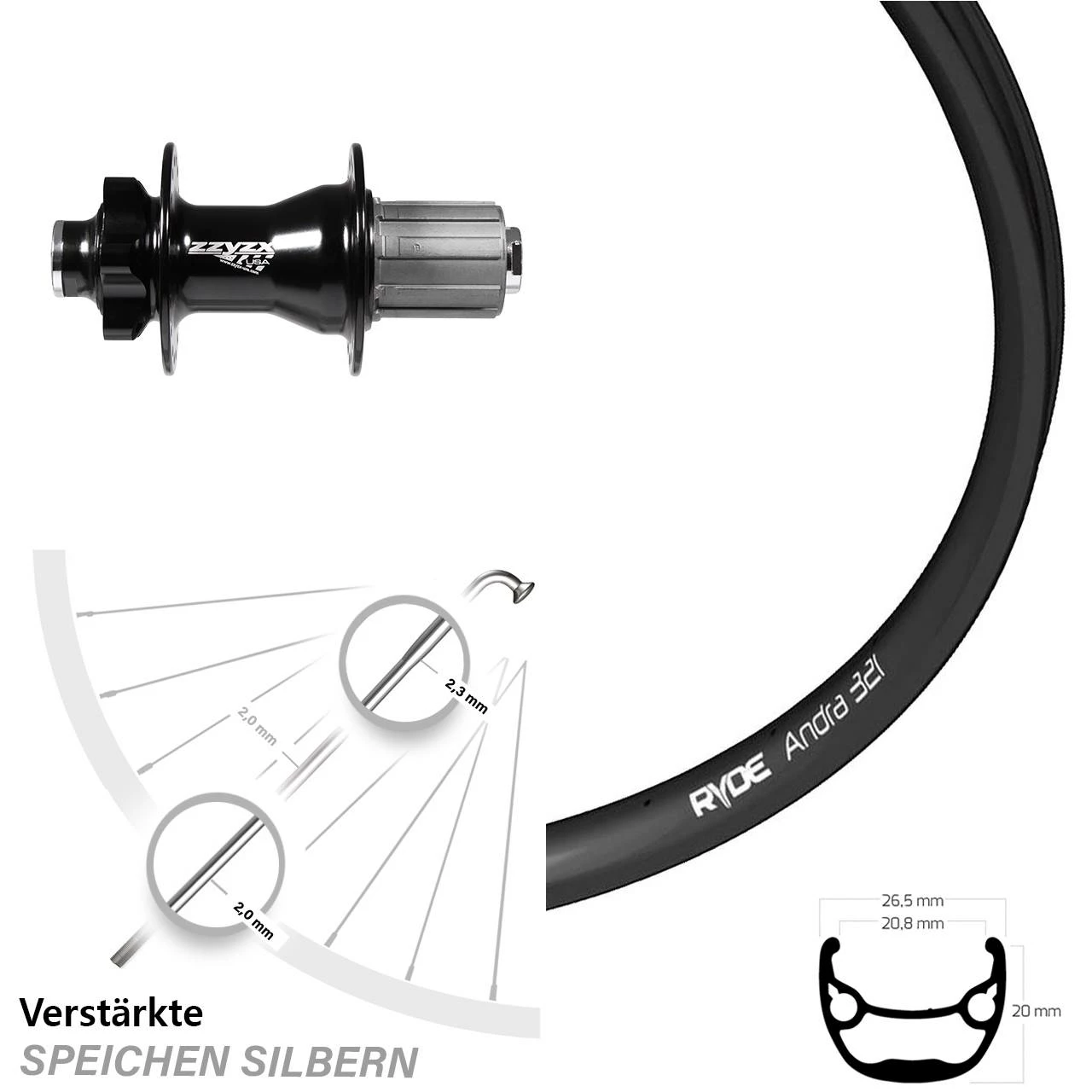 Hinterrad 28 Zoll Ryde Andra 321 Disc Nabe Steckachse 10 X 135 Mm
