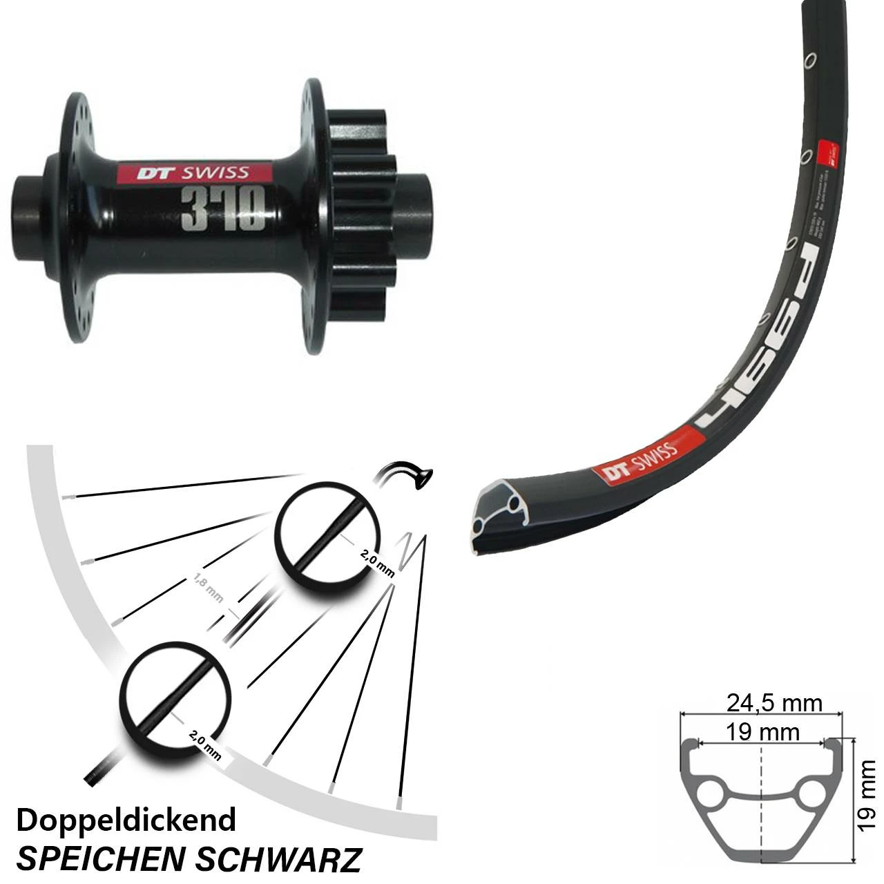 Dt-swiss 27,5 Zoll Vorderrad DT Swiss 370 6-Loch Und 466 Felge