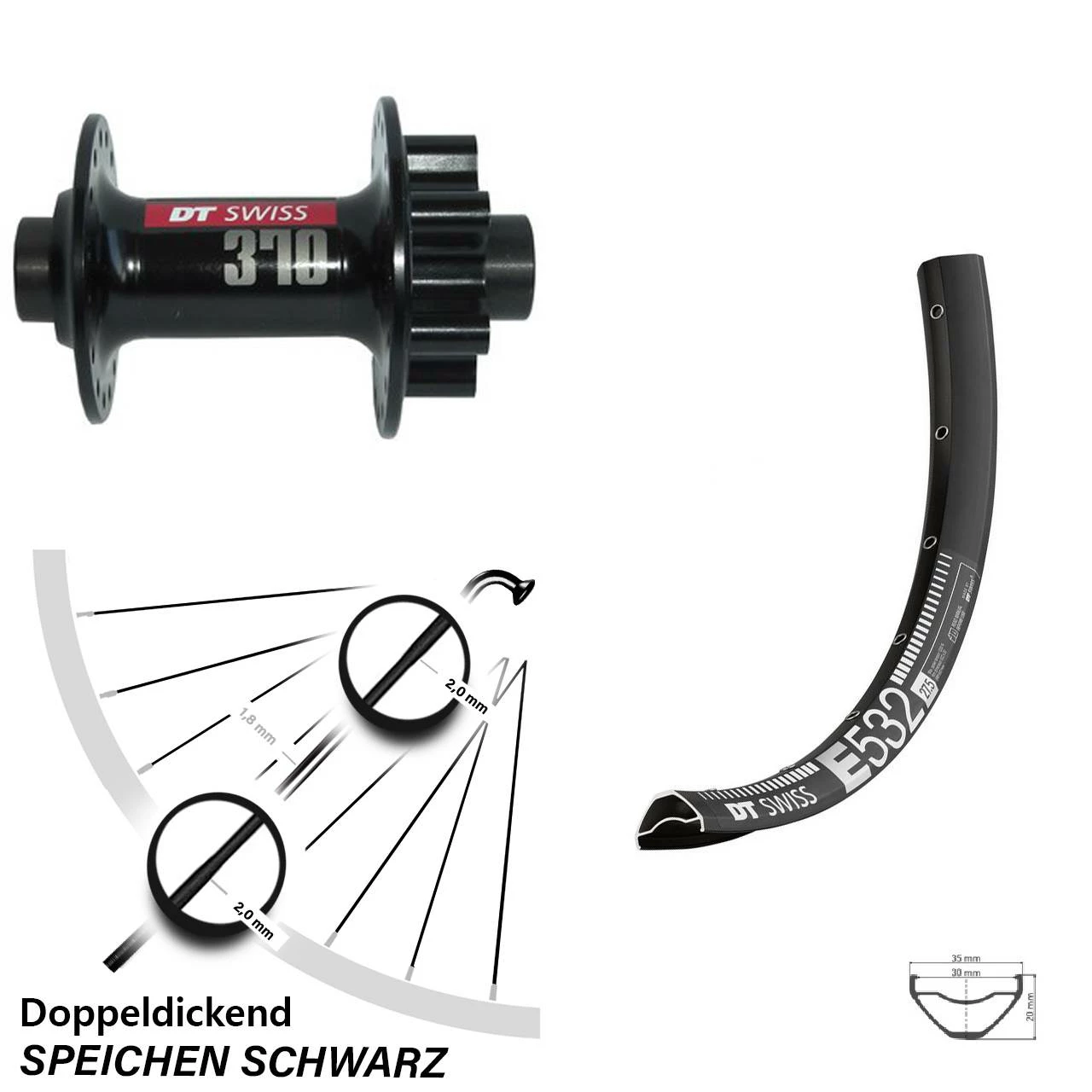 Dt-swiss Vorderrad 29 Zoll DT Swiss E 532 Mit 370 6-Loch 15/100 Nabe