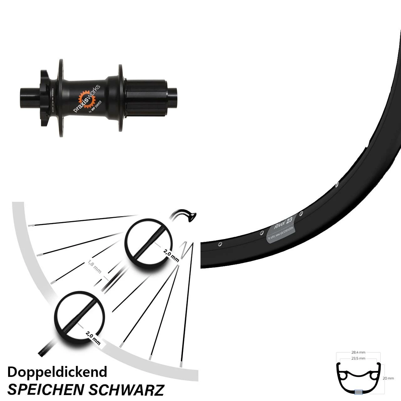 DT Swiss 350 Ryde Rival 23 Hinterrad 27,5 Zoll
