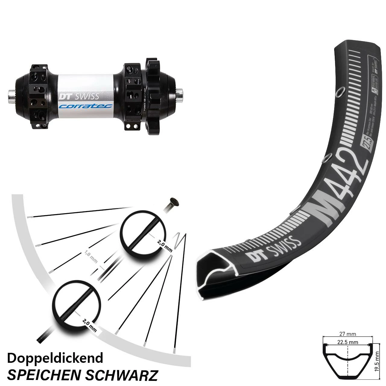 Dt-swiss Vorderrad 27,5 Zoll DT Swiss M 442 Und X-1900