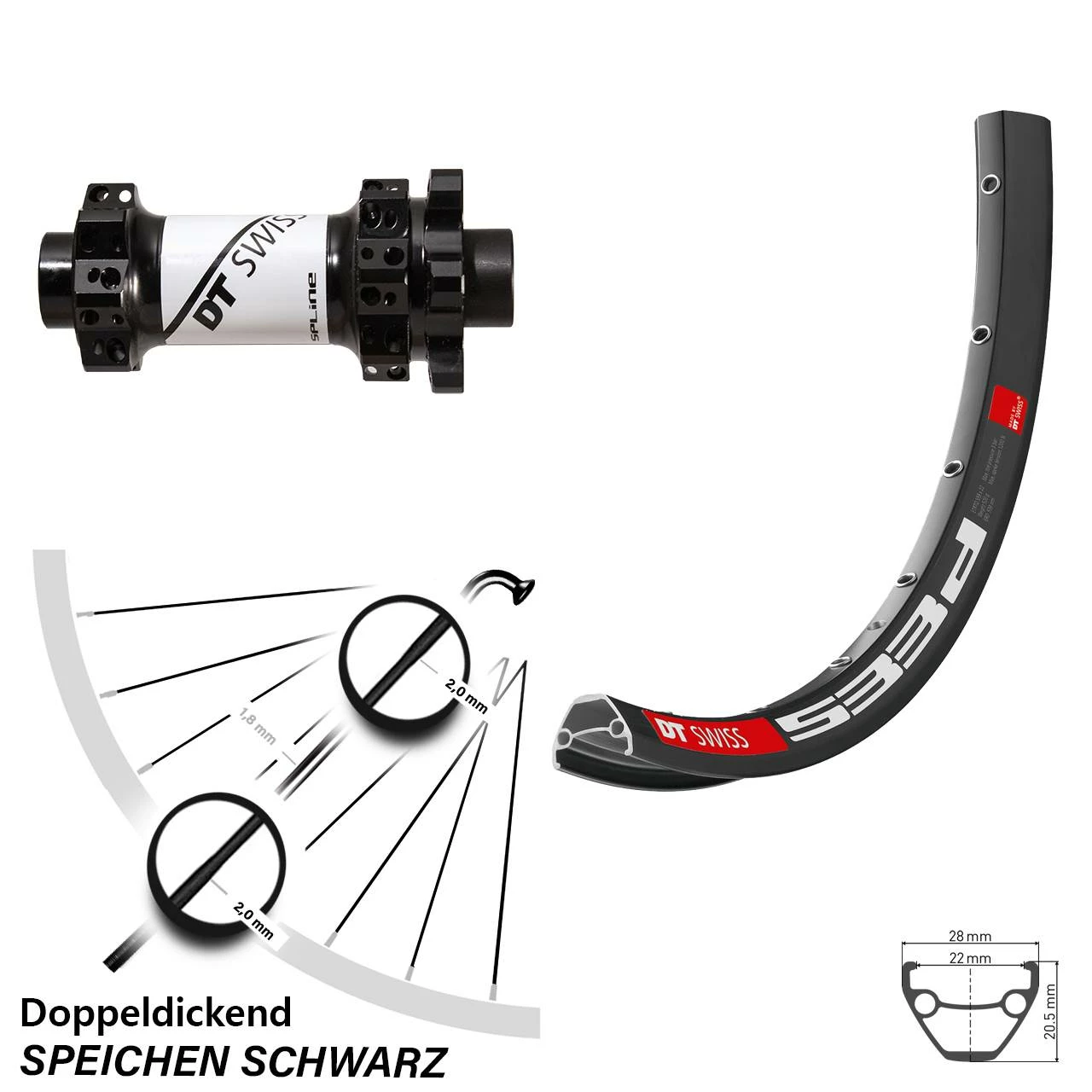 Dt-swiss 26 Zoll Vorderrad DT Swiss X1900 Straightpull Mit Felge 533 Disc