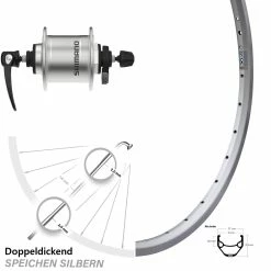 28 Zoll Vorderrad Fahrrad Ryde ZAC 421 Silbern Shimano DH-T4000