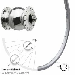 Son Wide Body Ryde ZAC 421 Fahrrad-Laufrad 28 Zoll Silbern