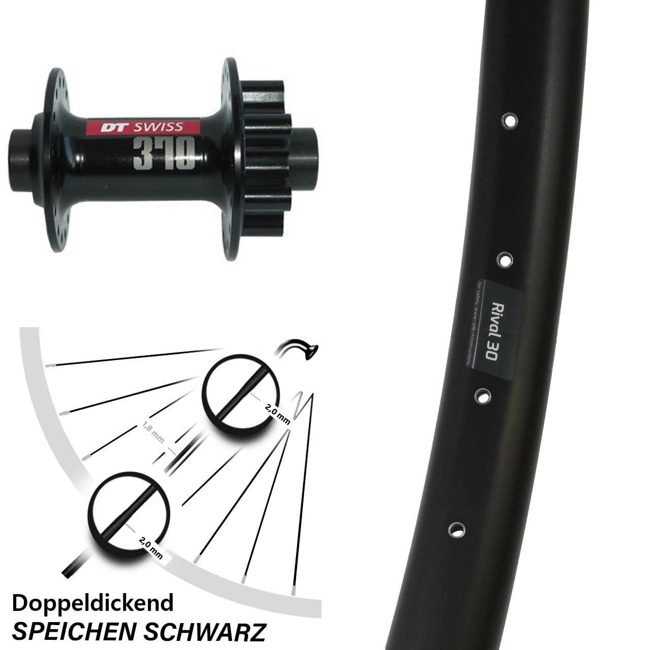 Ryde Rival 30 Vorderrad 29 Zoll Mit DT Swiss 370 Nabe 15x100 Mm