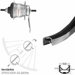 Hinterrad 26 Zoll Ryde Andra 30 Schwarz Shimano Nexus 7-Gang SG-7C30 Rücktritt