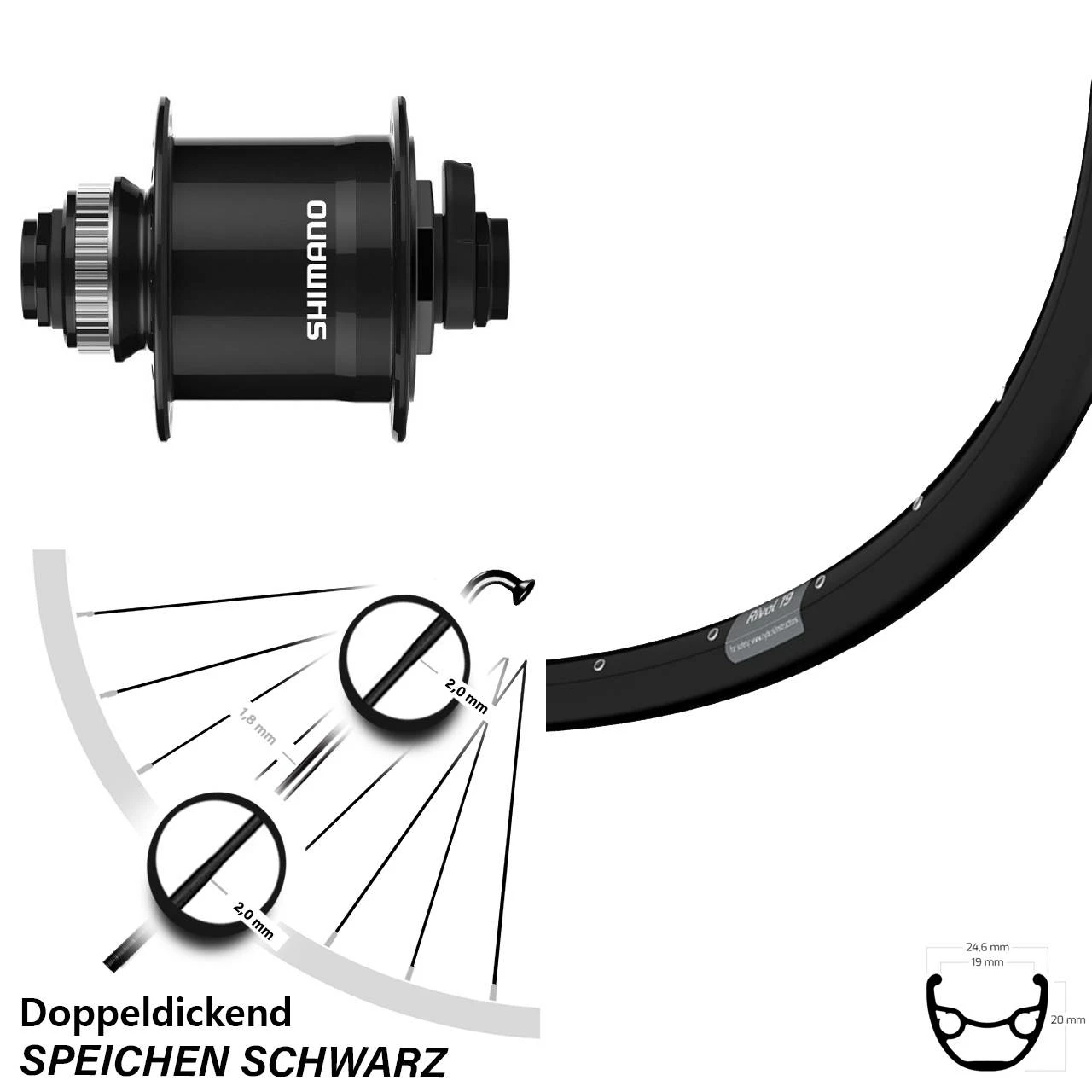Vorderrad Dynamo 27,5 Zoll Ryde Rival 19 Shimano DH-UR708 Centerlock