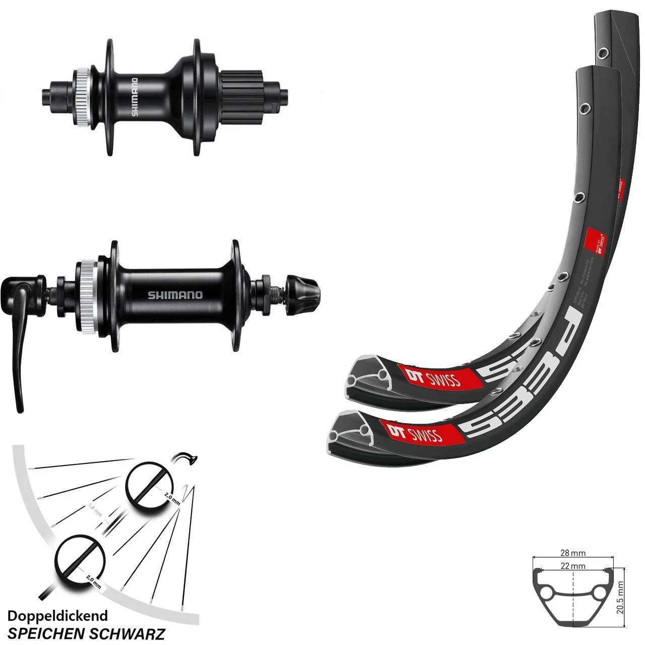 Dt-swiss 29 Zoll Laufradsatz DT Swiss 533 Disc Shimano TX505 MT 500 QR 12-fach