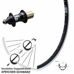 27,5 Zoll Hinterrad Ryde ZAC 421 Felgenbremse Novatec F 162 SB Nabe