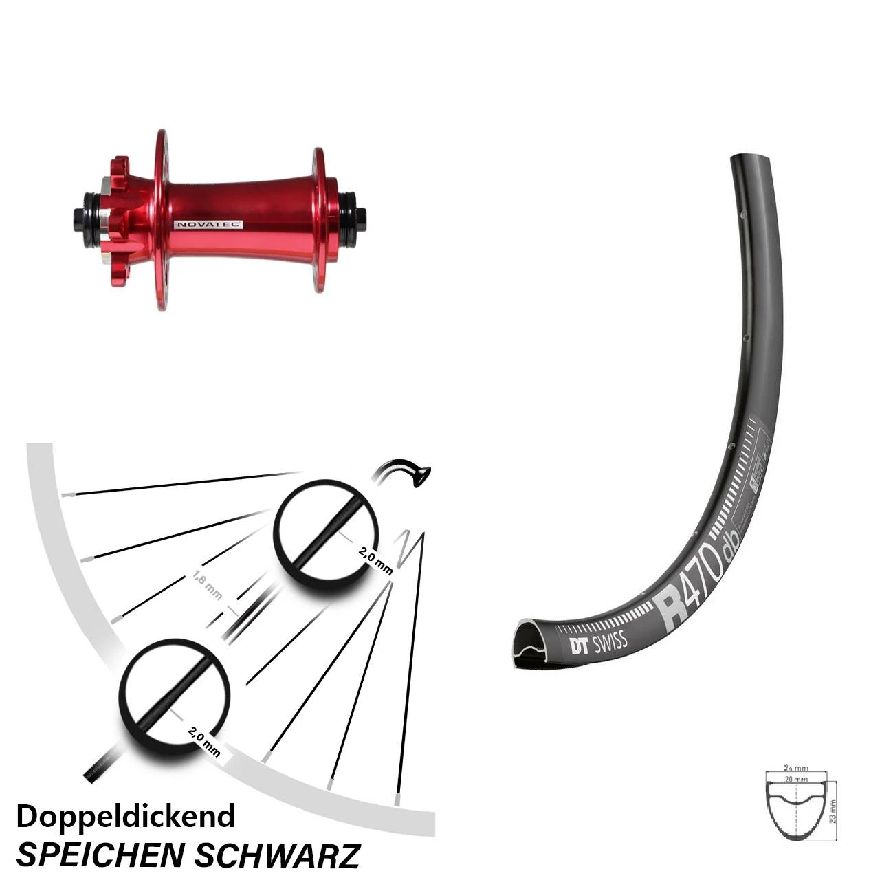 Dt-swiss 28 Zoll Vorderrad Novatec D791SB DT Swiss R 470 DB