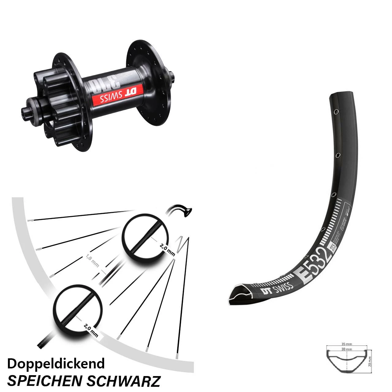 Dt-swiss DT Swiss E 532 Vorderrad 27,5 Zoll 370 6-Loch Nabe