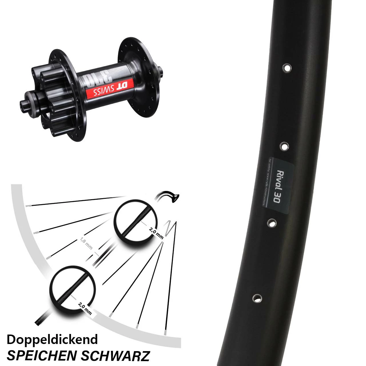 Ryde Rival 30 Vorderrad 29 Zoll Mit DT Swiss 370 Nabe 5/100 Mm