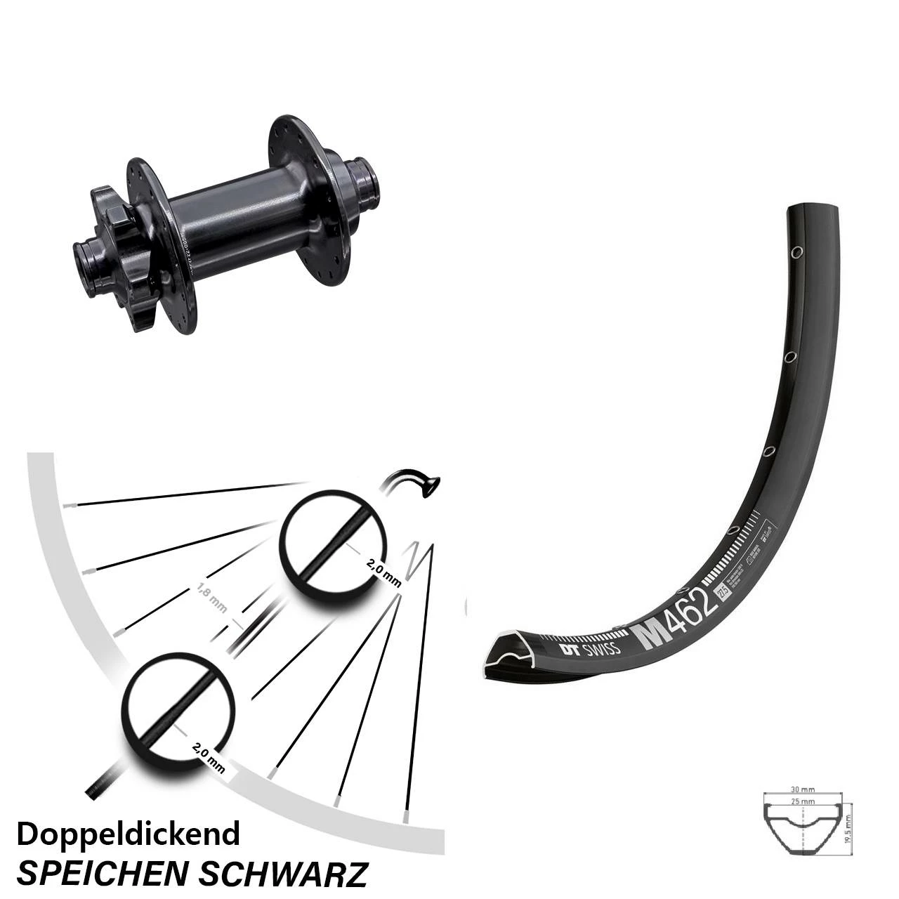 Dt-swiss 27,5 Zoll Vorderrad DT Swiss M 462 Aivee MP2 Boost 6-Loch